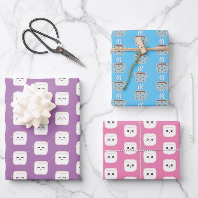 Feuille De Papier Cadeau Cuisine Chaude De cacao Avec Marshmallows (Recto)