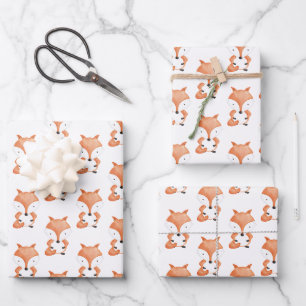 Feuille De Papier Cadeau Cute aquarelle Fox Motif animal