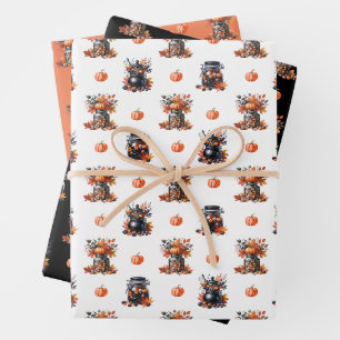 Feuille De Papier Cadeau Cute bonbons d'Halloween   Motif citrouille