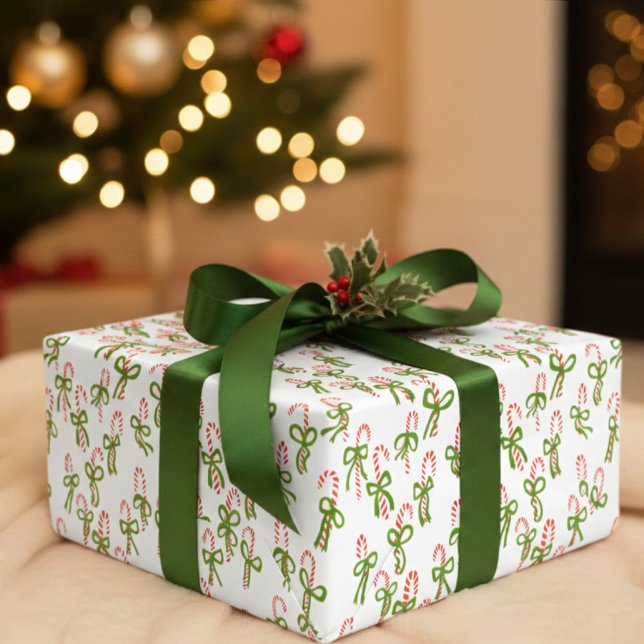 Feuille De Papier Cadeau Cute Christmas Candy Canes Xmas Holiday Hand-drawn (Cute Christmas Candy Canes Xmas Holiday Hand-drawn Wrapping Paper Sheets
)