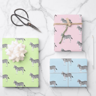 Feuille De Papier Cadeau Cute Coloré Zèbres Poster de animal Soft Pastels