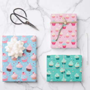 Feuille De Papier Cadeau Cute Cupcake Thème Motif Anniversaire Vacances Cad