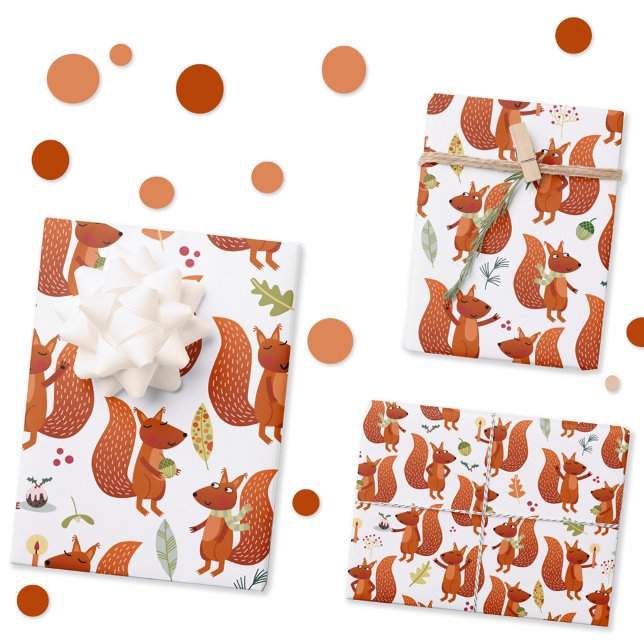 Feuille De Papier Cadeau Cute écureuil (Fun Squirrel pattern gift wrapping paper sheets)