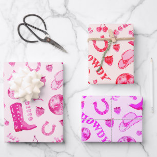 Feuille De Papier Cadeau Cute Girl Rose Disco Cowgirl esthétique