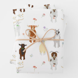 Feuille De Papier Cadeau Cute Goats Farm Animals