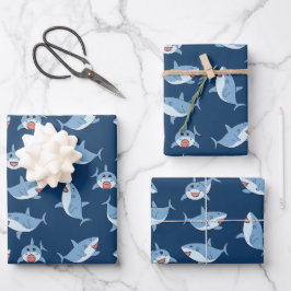 Feuille De Papier Cadeau Cute Great White Sharks Motif Océan