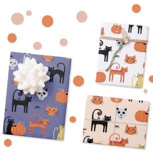 Feuille De Papier Cadeau Cute Halloween Chat Éffrayant