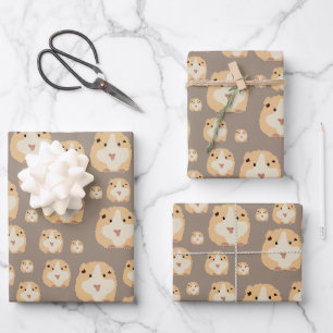 Feuille De Papier Cadeau Cute Hamster Motif Brown