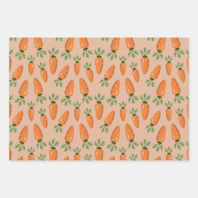 Feuille De Papier Cadeau Cute Hand-drawn Carrots Seamless Pattern (Devant)