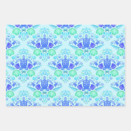 Feuille De Papier Cadeau Cute Kids Tropical Blue Ocean Turtle
