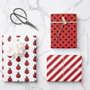 Feuille De Papier Cadeau Cute Lady Bugs Pois Stripes