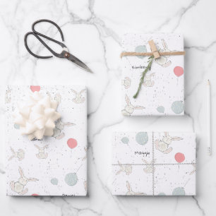 Feuille De Papier Cadeau Cute lapin et ballons Personnalisé