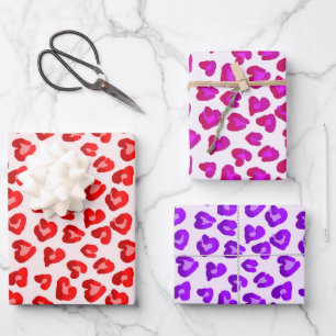Feuille De Papier Cadeau Cute Leopard Hearts Motif Saint Valentin