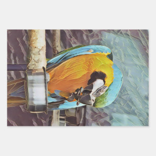 FEUILLE DE PAPIER CADEAU CUTE MACAW