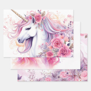 Feuille De Papier Cadeau Cute Magique Unicorne