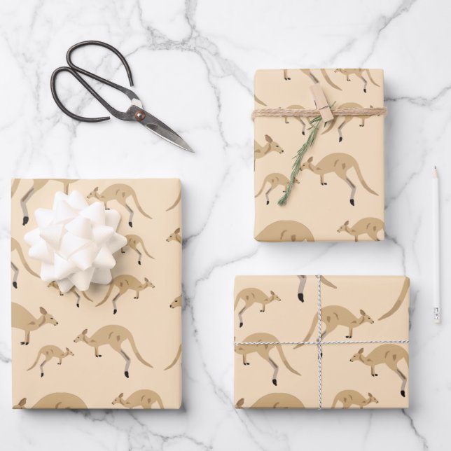 Feuille De Papier Cadeau Cute Motif australien Kangaroo (Recto)