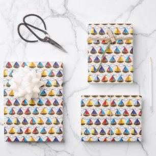 Feuille De Papier Cadeau Cute Motif de voilier