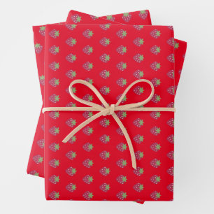 Feuille De Papier Cadeau Cute Motif fraise rouge