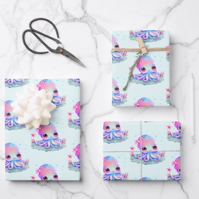 Feuille De Papier Cadeau Cute Octopus Sea Creator (Recto)