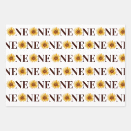 Feuille De Papier Cadeau Cute One Sunflower 1er anniversaire
