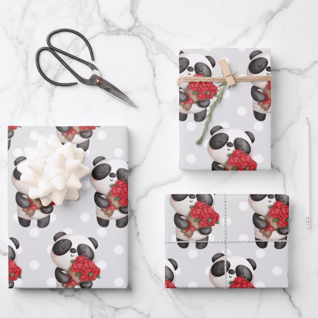 Feuille De Papier Cadeau Cute Panda (Recto)