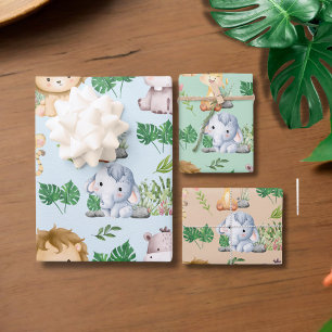 Feuille De Papier Cadeau Cute Pastel Couleur Safari Jungle Animal