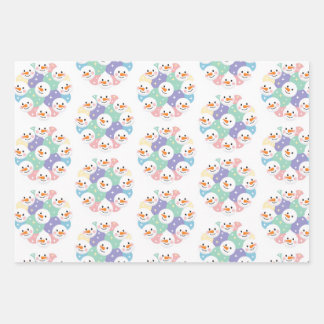 Feuille De Papier Cadeau Cute Pastel Snowman Heads Seamless