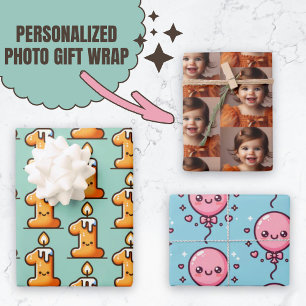 Feuille De Papier Cadeau Cute Premier Anniversaire Personnalisé Kawaii Boug