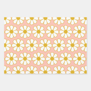 Feuille De Papier Cadeau Cute Retro Floral Motif
