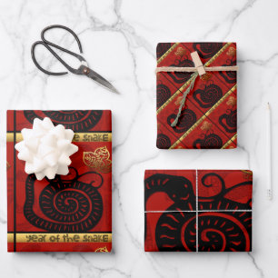Feuille De Papier Cadeau Cute serpent chinois Année Zodiac Anniversaire WP3