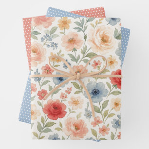 Feuille De Papier Cadeau Cute Shabby Chic Français Floral Motif