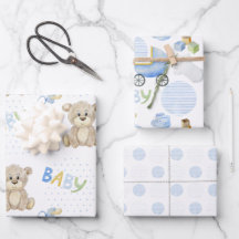 Cute Teddy Ours Bleu À petits pois Baby Carriage G