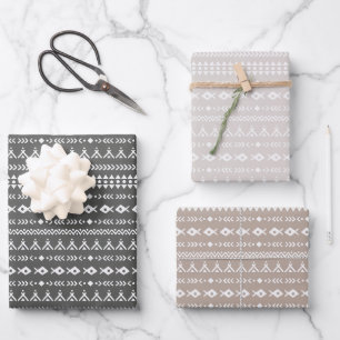 Feuille De Papier Cadeau Cute Tribal Aztec Motif noir brun sable blanc