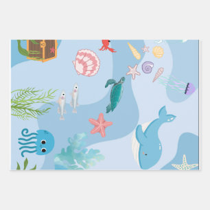 Feuille De Papier Cadeau Cute Under the Sea Friends
