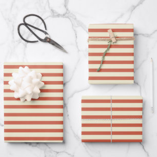 Feuille De Papier Cadeau Cute Vintage rouge et blanc Motif rayé
