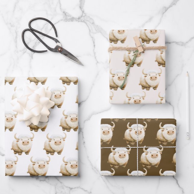 Feuille De Papier Cadeau Cute Winter Arctic Cow (Recto)