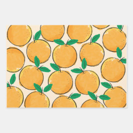 Feuille De Papier Cadeau Cutie Orange Motif