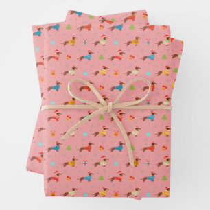 Feuille De Papier Cadeau Dachshund De Noël En Chandail D'Hiver