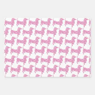 Feuille De Papier Cadeau Dachshund fait dans les Coeurs Rose