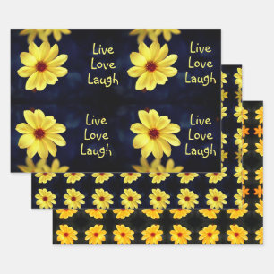 Feuille De Papier Cadeau Dahlia Jaune Elégante Citation Inspirationnelle Fl