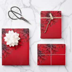 Feuille De Papier Cadeau Dahlias rouge sang de style gothique