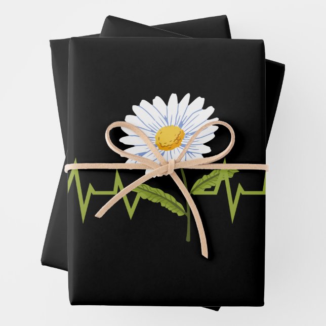 Feuille De Papier Cadeau Daisy Heartbeat (En situation)