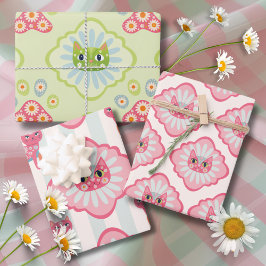 Feuille De Papier Cadeau Daisy Kitty Visage Purr-fect fête d'anniversaire