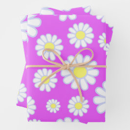 Feuille De Papier Cadeau Daisy Simple Violet