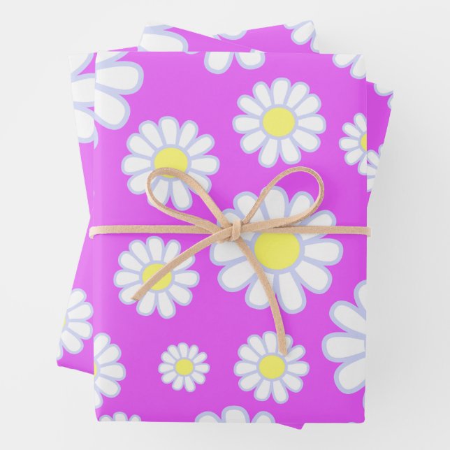 Feuille De Papier Cadeau Daisy Simple Violet (En situation)