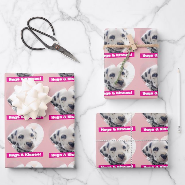 Feuille De Papier Cadeau Dalmatien Nez de Coeur (Recto)