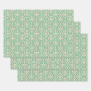 Feuille De Papier Cadeau Damas d'ananas vert