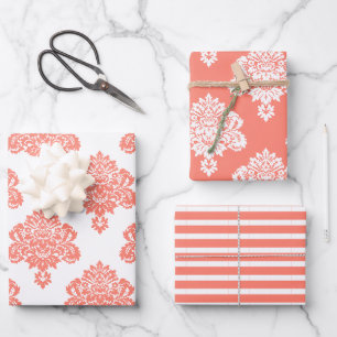Feuille De Papier Cadeau Damask Elegant Motif
