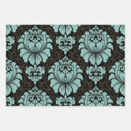 Feuille De Papier Cadeau Damask Wrapping Paper Flat Sheet Set of 3
