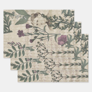 Feuille De Papier Cadeau Dame et fleurs victoriennes